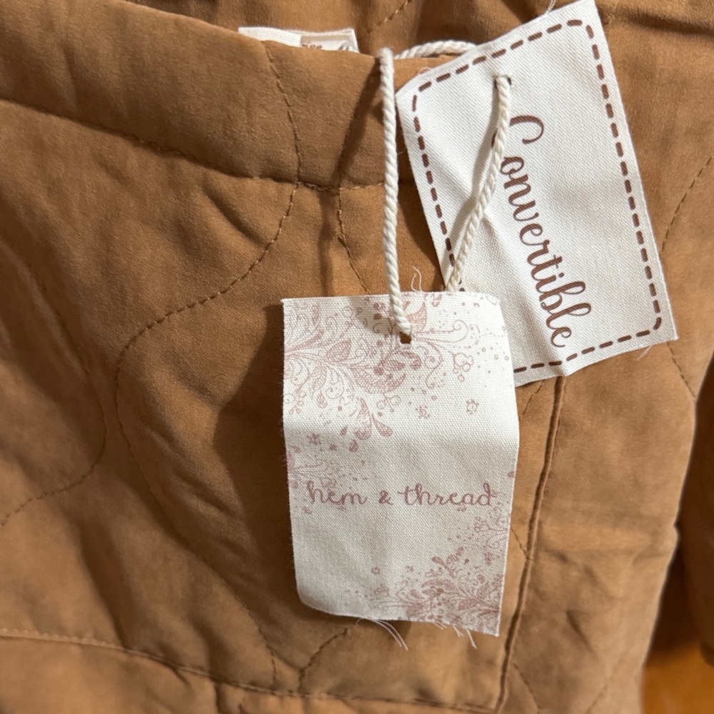 Hem & Thread Quilted Camel Long Jacket - Picture 2 of 10